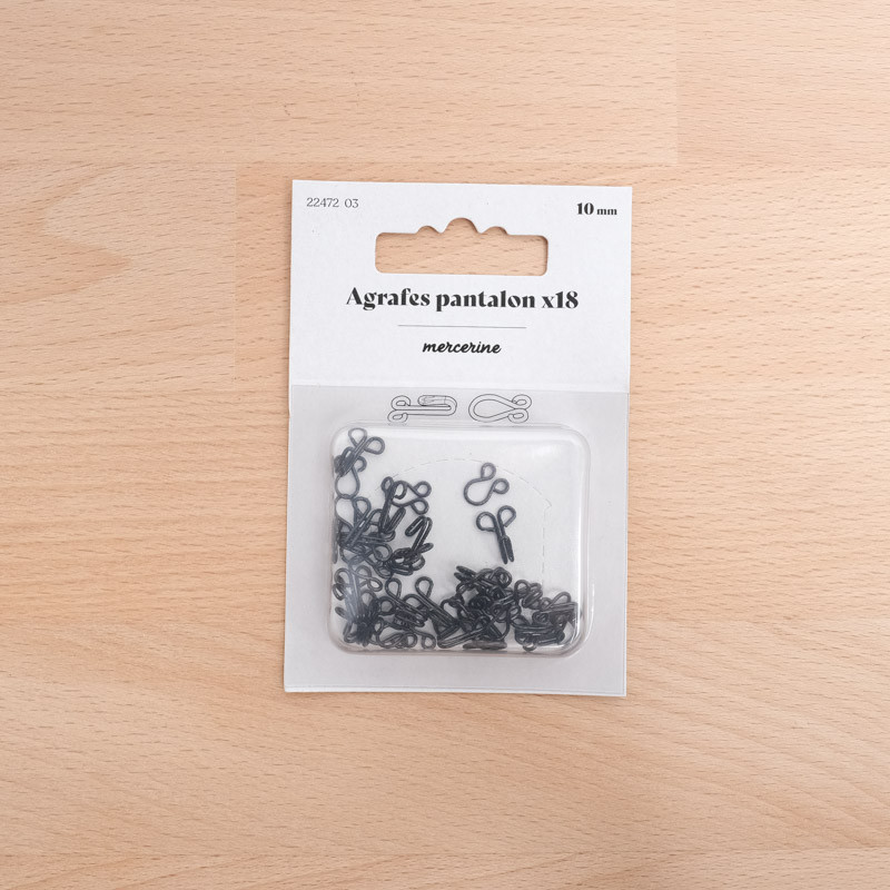 Cierre de corchete para pantalones, 10 mm, negro lacado